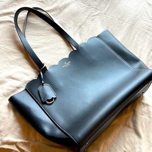 Kate Spade Black Scalloped Tote pink interior